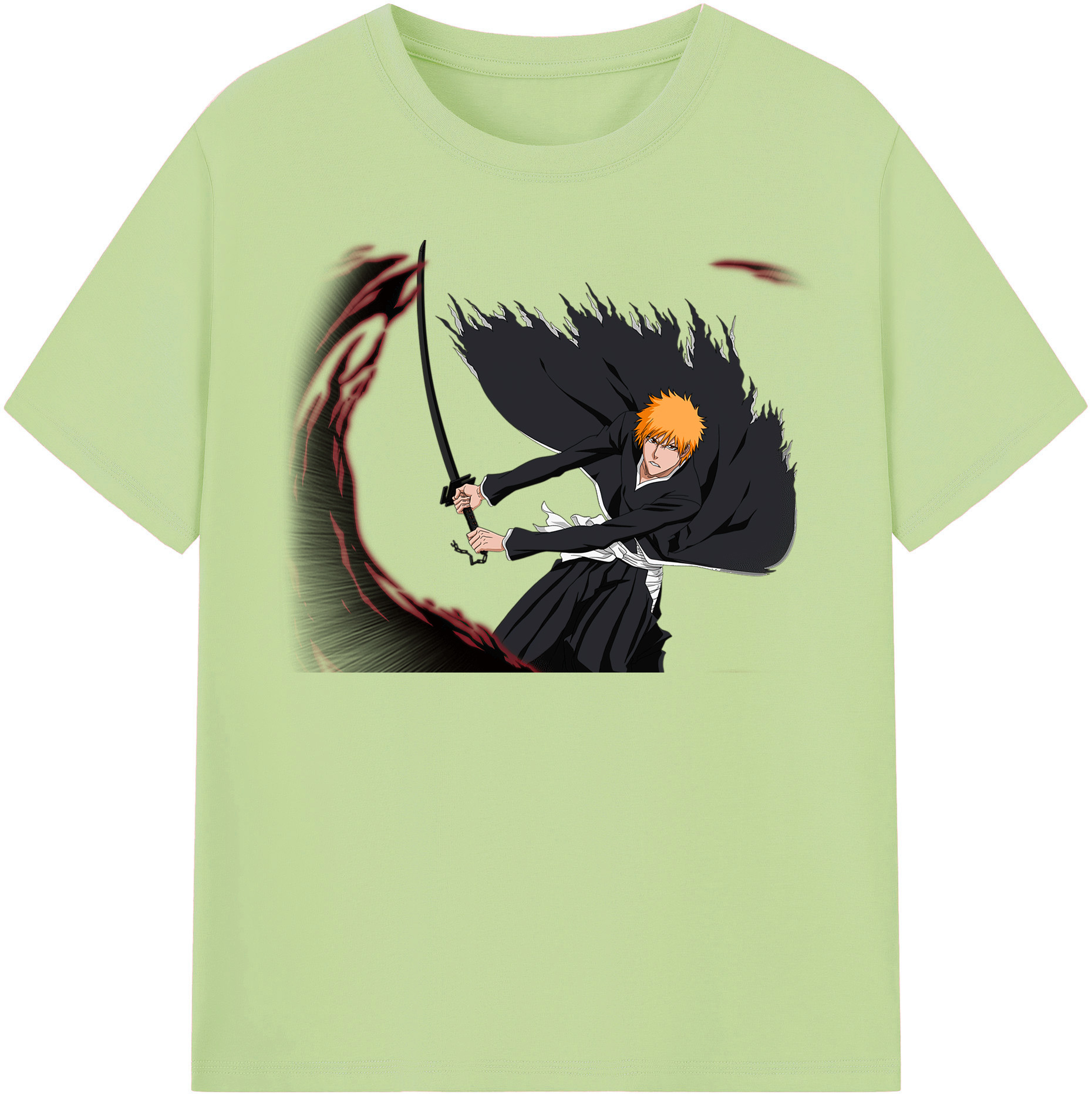 （画像用） ブリーチ 黒崎一護（くろさき いちご）BLEACH Kurosaki Ichigo 綿100％半袖Tシャツ（フロントプリント）